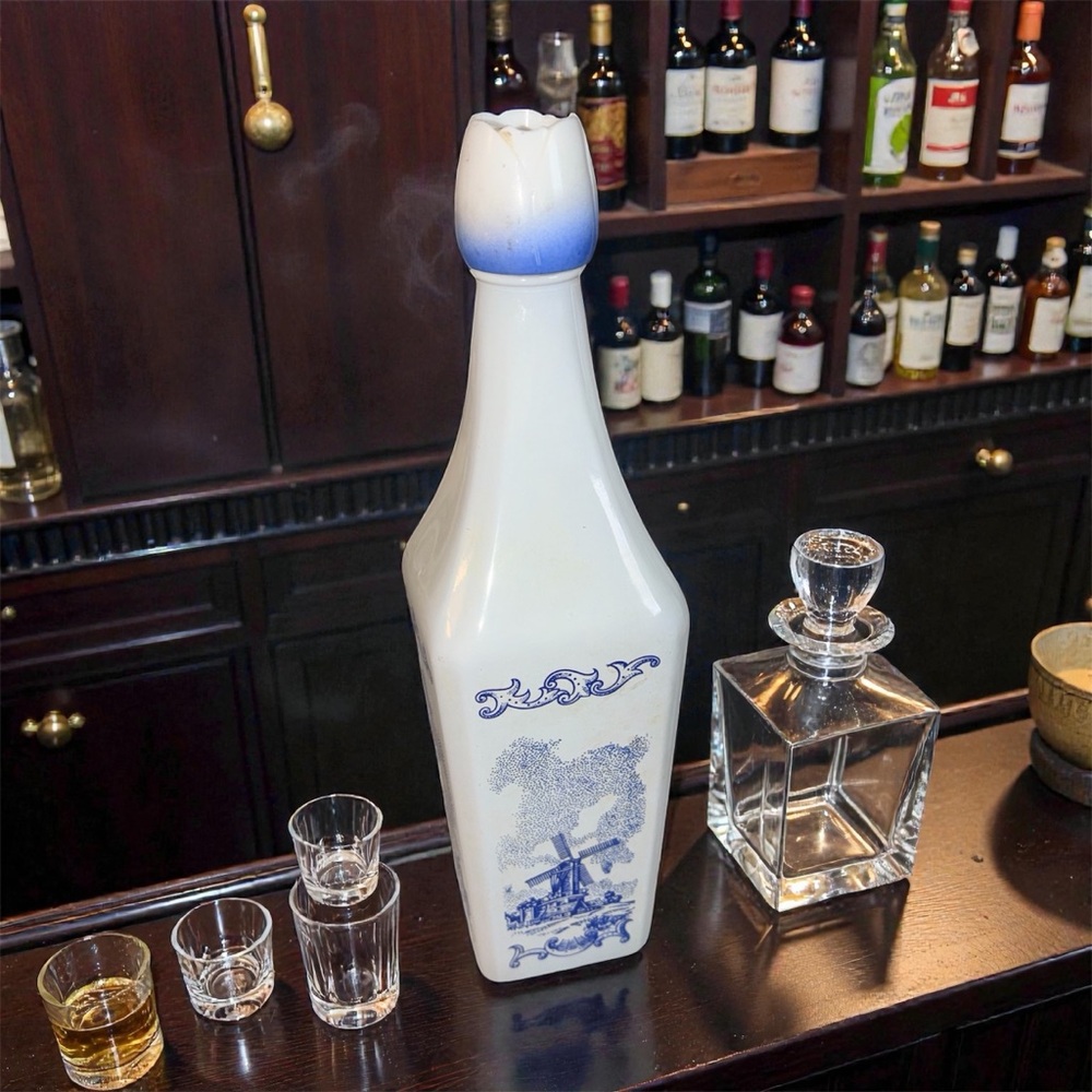 Vintage Blue and White Ceramic bottle